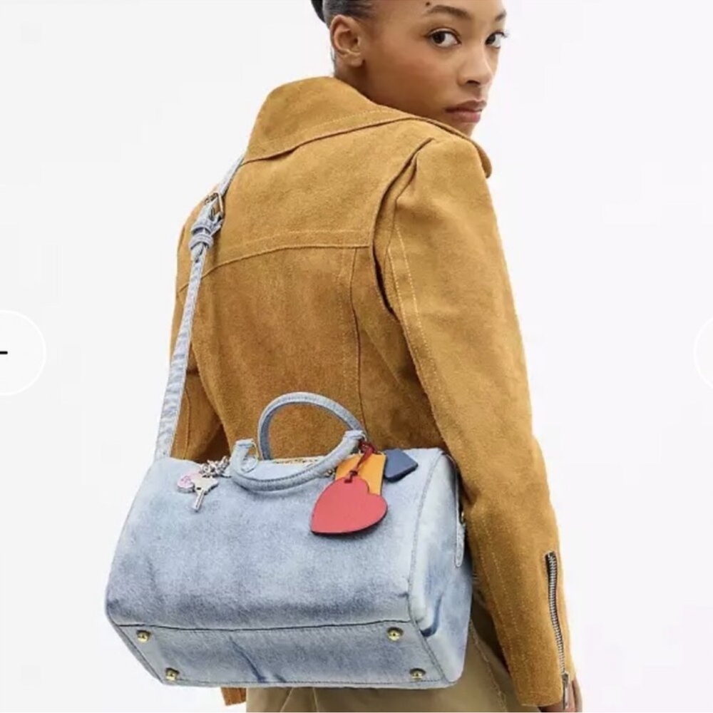 NWT - Rowan Large Satchel Bag In Loved Denim With Charms - Picture 5 of 9
